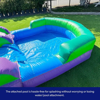 HeroKiddo 16-Foot Tropical-Themed Inflatable Water Slide with Pool  Wet/Dry Use