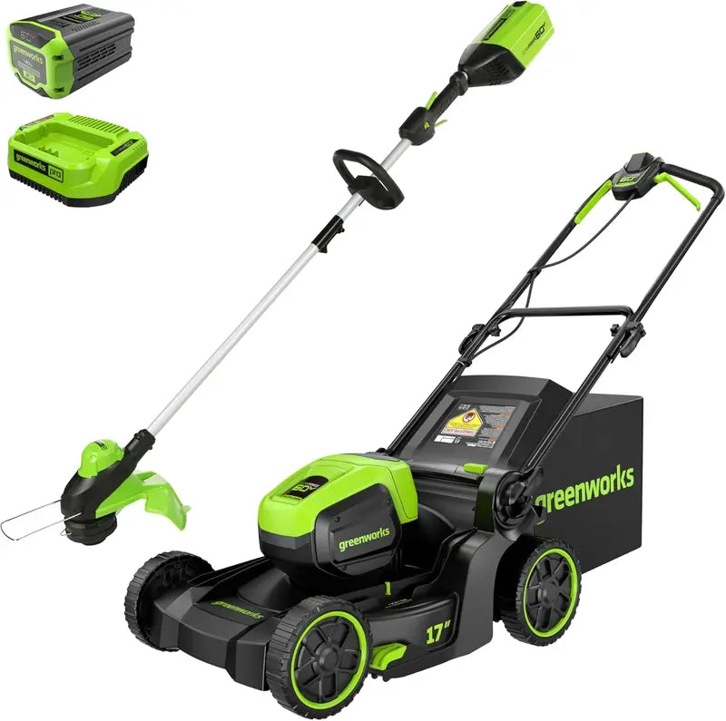 Greenworks 60V 17″ Brushless Cordless Push Lawn Mower  Mulch or Bag Mode, Includes 4.0Ah Battery