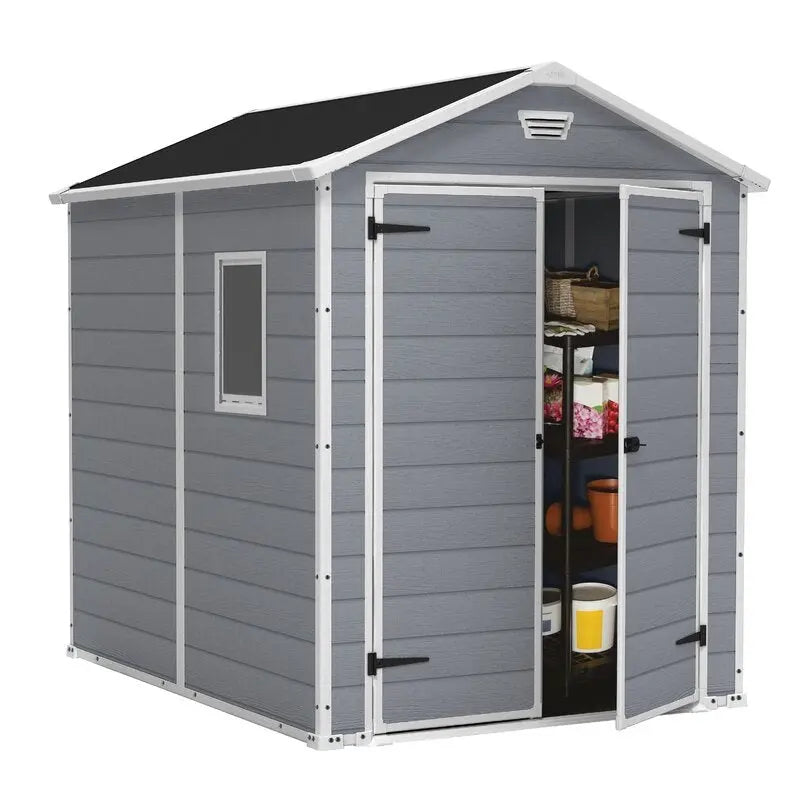 Manor 6 ft. x 7.5 ft. Compact Plastic Storage Shed