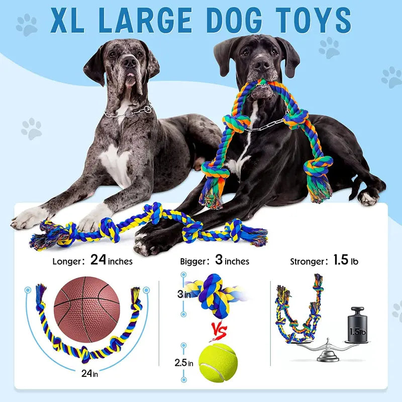 xl dog chew toys for aggressive chewers large breed 2 pack tough indestructible dog toys for aggressive chewers durable puppy chew toys for teething heavy duty cotton dog rope toys for large dogs353726