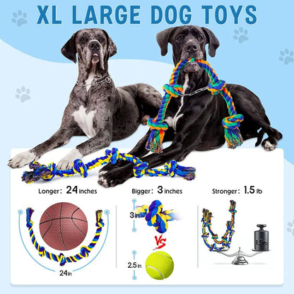 xl dog chew toys for aggressive chewers large breed 2 pack tough indestructible dog toys for aggressive chewers durable puppy chew toys for teething heavy duty cotton dog rope toys for large dogs353726