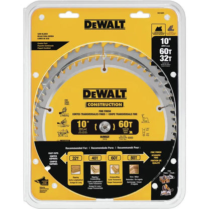 DW 10-in 60T and 10-in 32T Saw Blade
