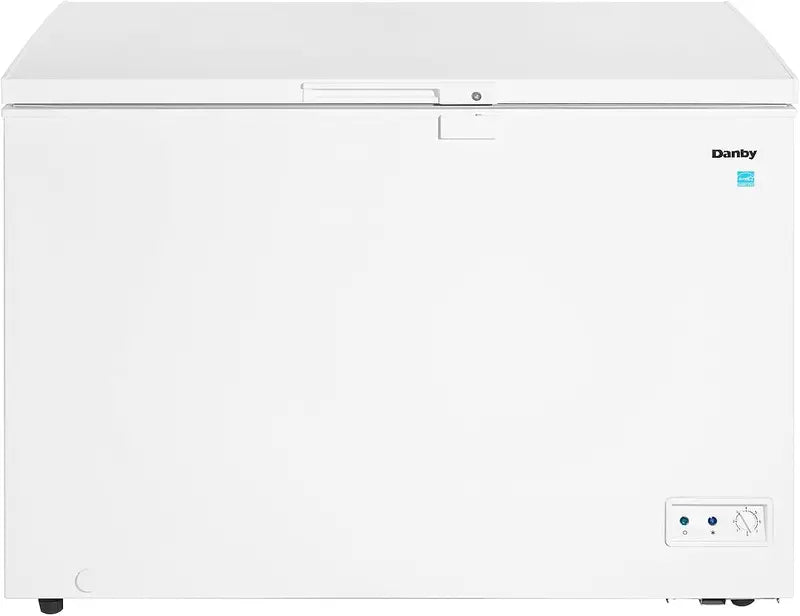 10 Cu Ft White Chest Freezer  Garage-Ready, Operates from 0°F to 110°F, Energy-Efficient Storage Solution