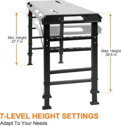 WORKESS Folding Welding Table  Heavy-Duty Adjustable Metal Workbench with 1000 lbs Load Capacity