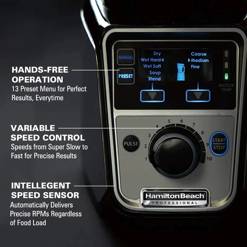 Hamilton Beach Professional 4-in-1 Juicer Mixer Grinder  1400W Commercial-Grade Unit with Three Leakproof Jars