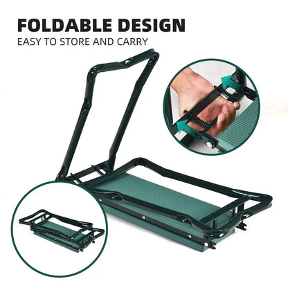 Portable Garden Kneeler & Seat  Foldable Stool with EVA Foam Cushion and Dual Tool Pouches