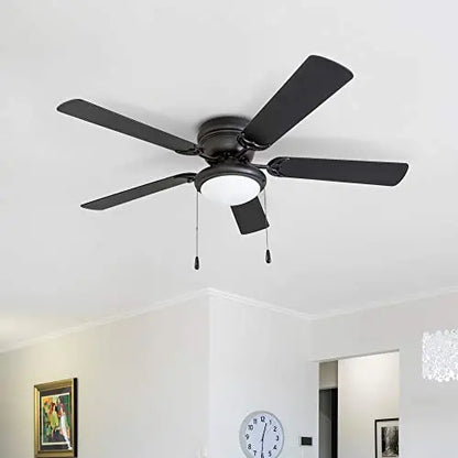 Portage Bay Hugger 52  Matte Black West Hill Ceiling Fan with Bowl Light Kit