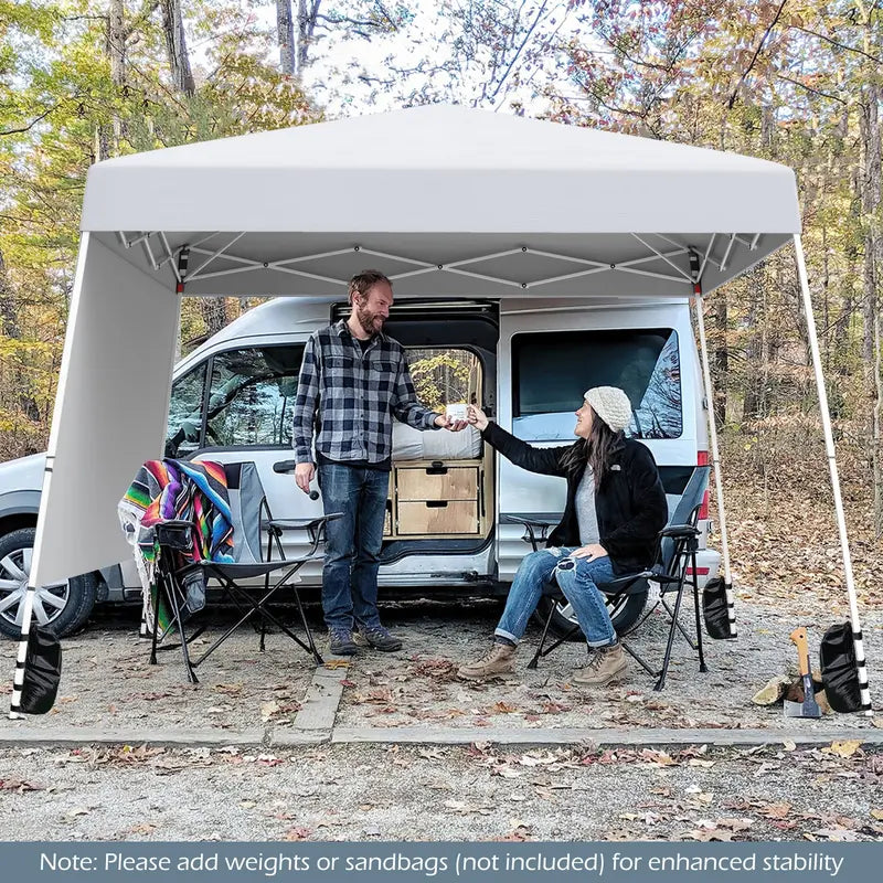 8′ x 8′ Pop-Up Canopy Tent with One Zippered Sidewall for Outdoor Use