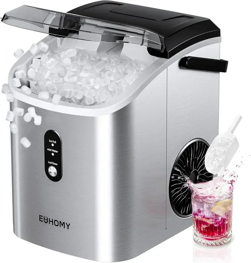 EUHOMY Nugget Ice Machine — 34 lbs/Day Portable Countertop Model with Removable Lid
