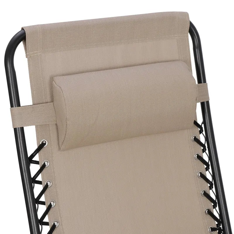 HomGarden Zero-Gravity Patio Chairs  2-Pack Steel Frame Recliners in Neutral Beige