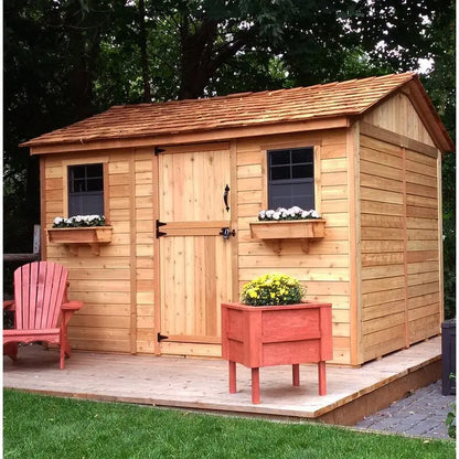Cabana 12′ x 8′ Wooden Storage Shed  Tongue-and-Groove Construction, Shingle-Ready Roof