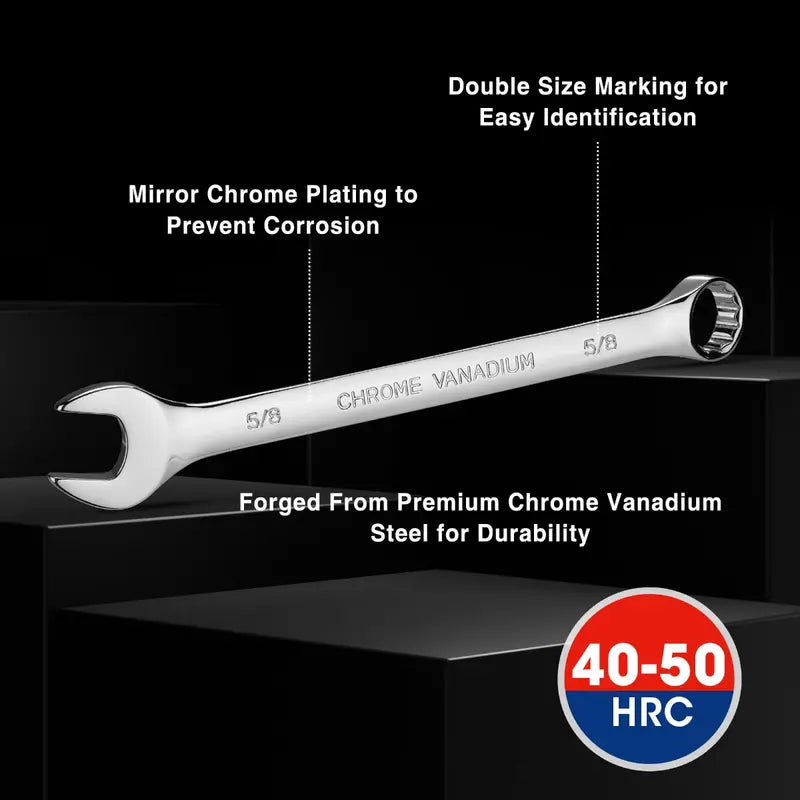 WORKPRO 20-Piece Cr-V Combination Wrench Set  Metric (618mm) & SAE (1/4″3/4″) 12-Point