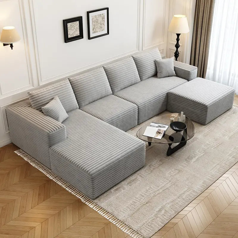 Cloud Modular L-Shaped Sectional Sofa  107.5-Inch Modern Minimalist Upholstered Couch with Chaise