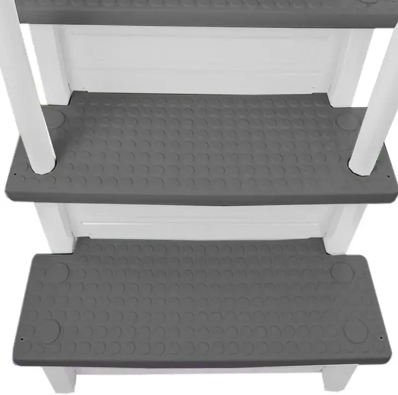 Non-Slip Above-Ground Pool Steps  Gray Aluminum Entry Ladder for Patios (122137 cm Height), 300 lb Capacity