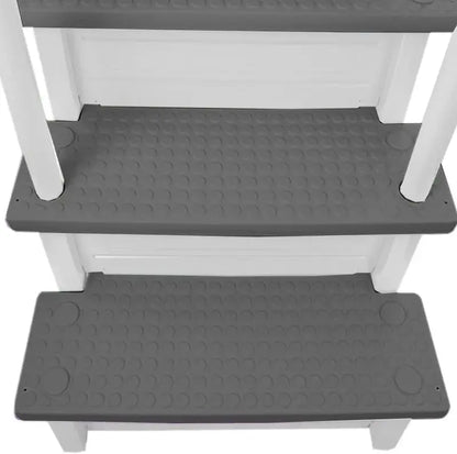 Non-Slip Above-Ground Pool Steps  Gray Aluminum Entry Ladder for Patios (122137 cm Height), 300 lb Capacity