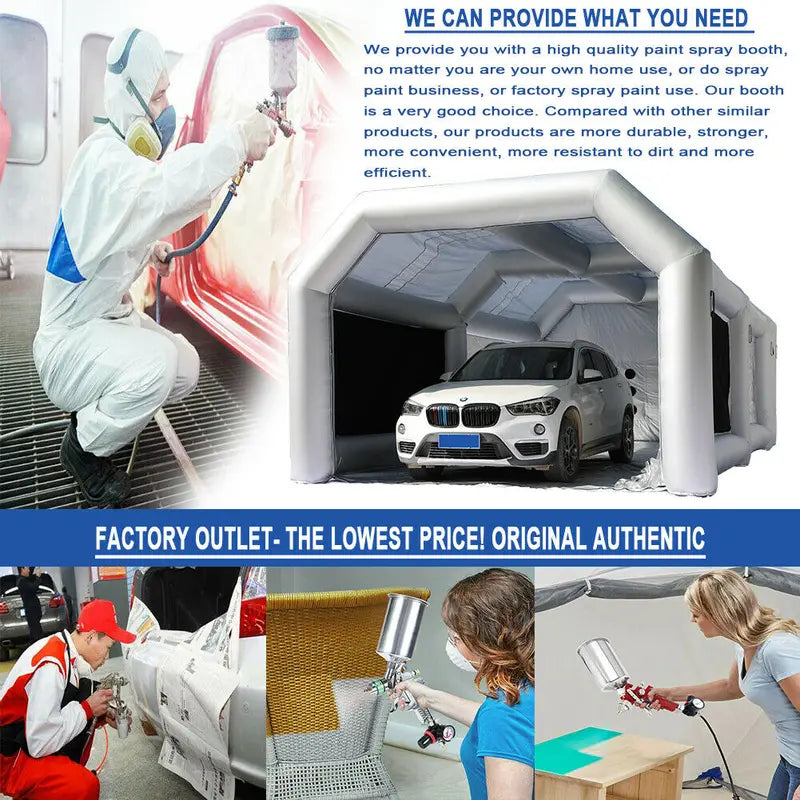 BrandX Inflatable Spray Booth 26x15x10FT  Portable Car Workstation with Dual Blowers, Durable Oxford Fabric, UV & Flame Resistant