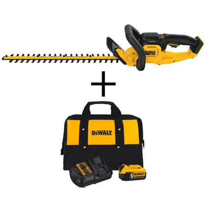 DEWALT 22-Inch Cordless Hedge Trimmer  20V MAX Tool-Only + Starter Kit Bundle