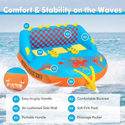Multi-Rider Inflatable Towable Tube  Durable Water Sport Pull Toy for 13 People