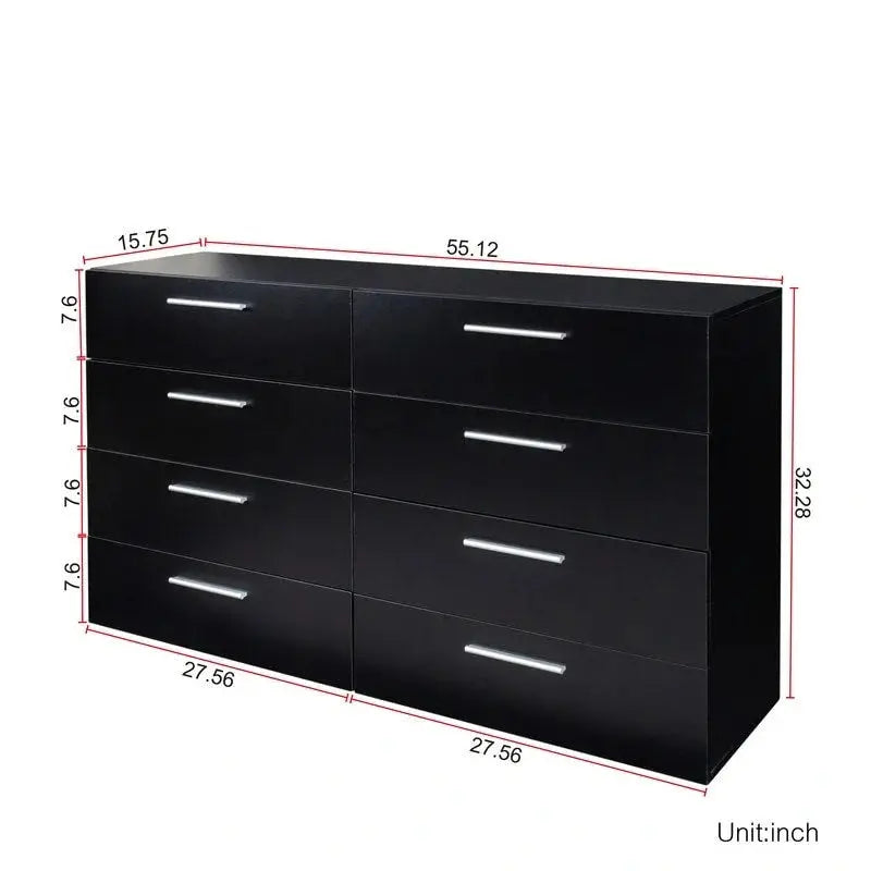 Compact 8-Drawer Double Dresser  Space-Saving Bedroom Storage Unit