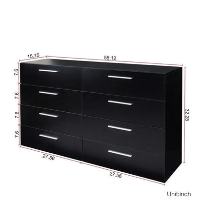 Compact 8-Drawer Double Dresser  Space-Saving Bedroom Storage Unit