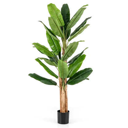6.5-Foot Lifelike Artificial Banana Tree  Triple-Stem Design with 27 Textured Leaves