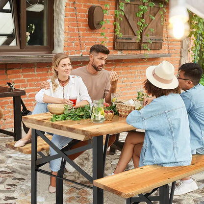 Three-Piece Folding Picnic Table and Bench Set with Wooden Top (70″ Total)