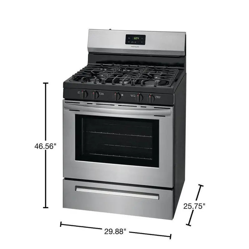 Frigidaire 30″ Freestanding Gas Range  Stainless Steel, 5-Burner Cooktop, FCRG3052AS Model