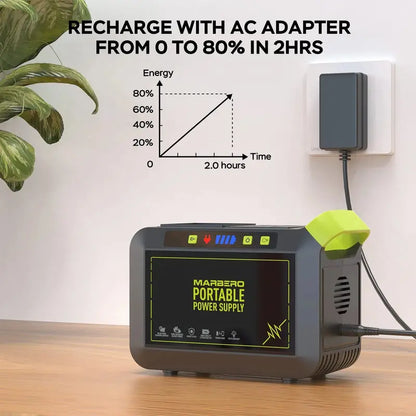MARBERO Portable Power Station M82, 88Wh Lithium Battery, Multi-Output, Compact Design, Ideal for Camping & Outdoor Use