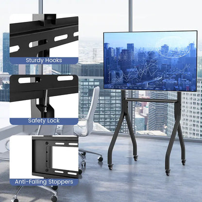 Mobile TV Stand on Casters  Adjustable Rolling Cart for 43″100″ Flat or Curved TVs (Up to 110 lbs), VESA 600×400 mm Compatible