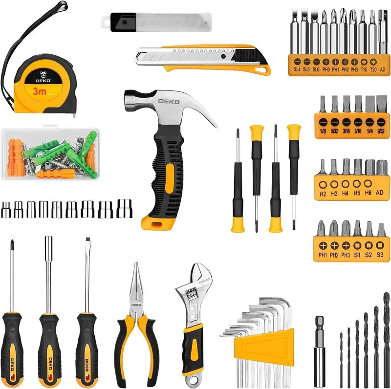 DEKOPRO 126-Piece Cordless Tool Kit — Includes 8V Drill, Toolbox, and Accessories for DIY and Home Repairs