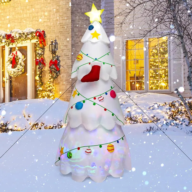 Tangkula 8ft Inflatable Christmas Tree with LED & Rotating Lights, Indoor/Outdoor Holiday Decoration, Tear-Resistant Polyester