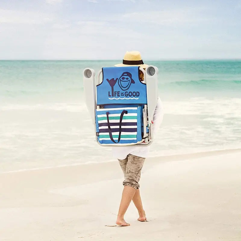 AKE Blue Compact Beach Chair  Short-Frame Design for Comfortable, Portable Seating