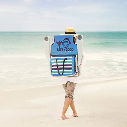 AKE Blue Compact Beach Chair  Short-Frame Design for Comfortable, Portable Seating