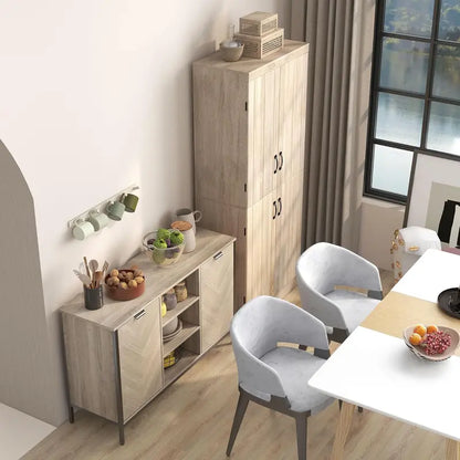 70.86-Inch Tall Freestanding Pantry Cabinet — Natural-Finish Storage Unit with 4 Doors & 2 Adjustable Shelves