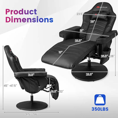 Ergonomic Gaming Chair with Adjustable Height, Massage Function & Retractable Footrest