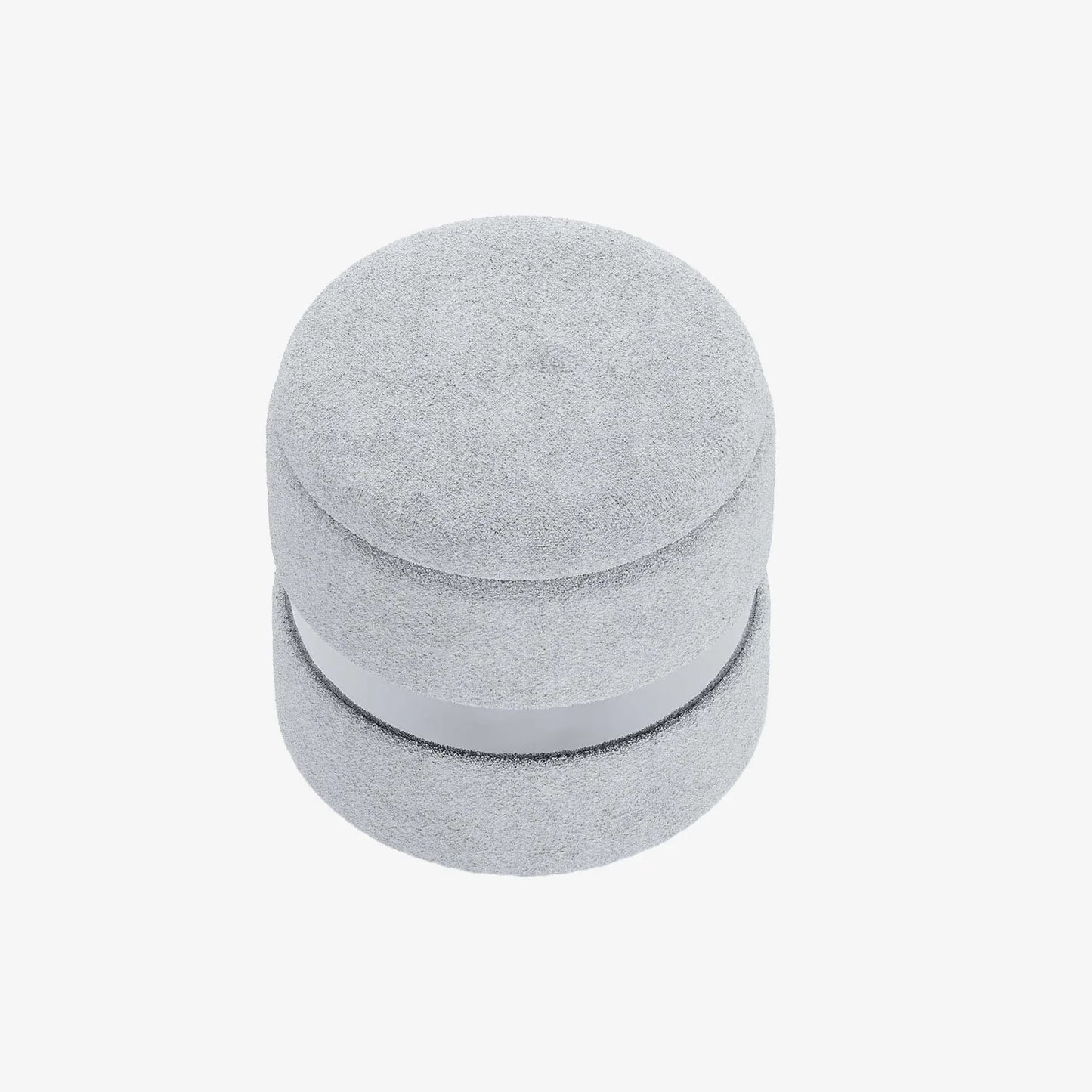 Pouf rond en tissu et métal avec rangement