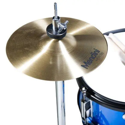 Cecilio Mendini MJDS-5BL Kids’ 5-Piece Drum Set  16″ Blue Metallic Starter Kit with Throne, Cymbal, Pedal & Sticks