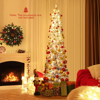 6-Foot or 7-Foot Blue Gradient Snow-Flocked Christmas Tree with Integrated Warm White LED Lighting