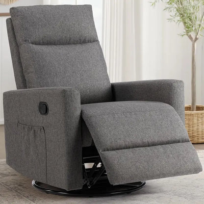 DUMOS Linen Massage Recliner  Single-Seat Adjustable Living Room Sofa with Padded Footrest
