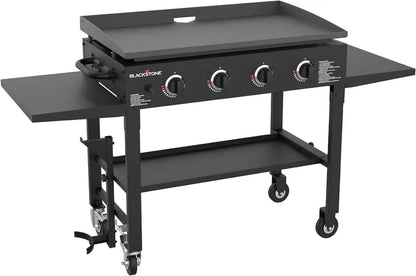 Commercial-Style 36″ 4-Burner Gas Griddle Station  Propane-Powered Flat Top Grill with Side Stands