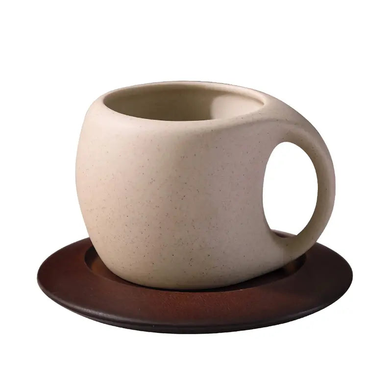 Minimalist Ceramic Espresso Set  250ml Mug, Saucer & Spoon Included