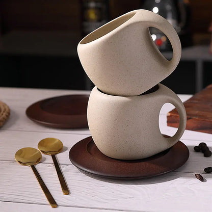 Minimalist Ceramic Espresso Set  250ml Mug, Saucer & Spoon Included