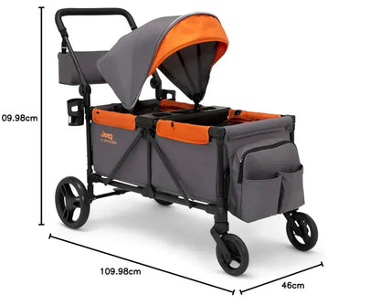 Delta Children Jeep Sport All-Terrain Stroller Wagon  Includes Canopy & Parent Organizer