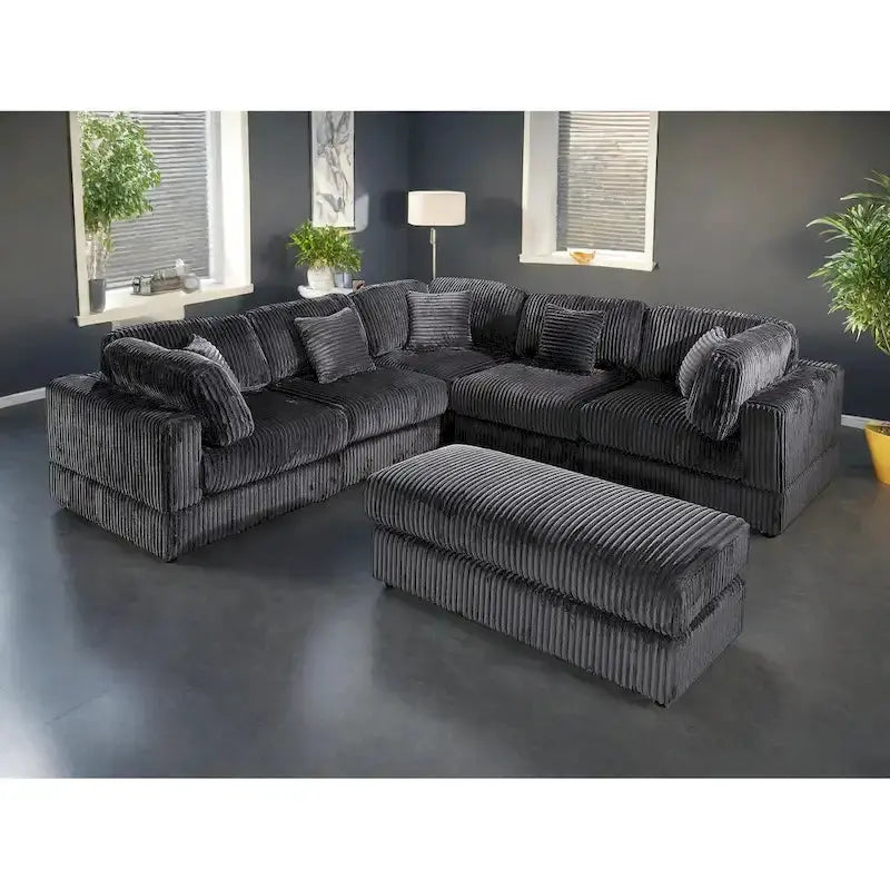 Modular L-Shaped Sectional Sofa  6-Piece Corduroy Upholstered Configuration with DIY Assembly Options