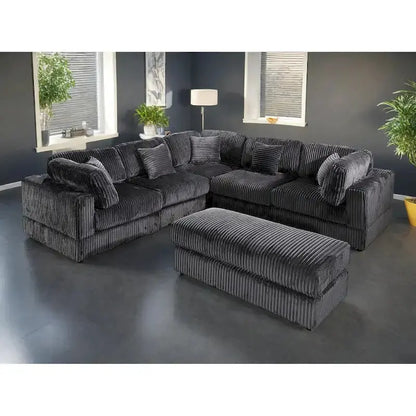 Modular L-Shaped Sectional Sofa  6-Piece Corduroy Upholstered Configuration with DIY Assembly Options