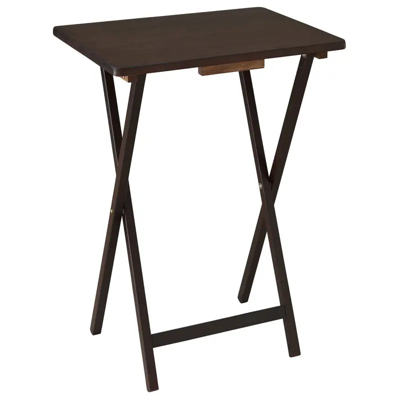 Mainstays Walnut 5-Piece Folding TV Tray Table Set, 19 x 15 x 26 Inch
