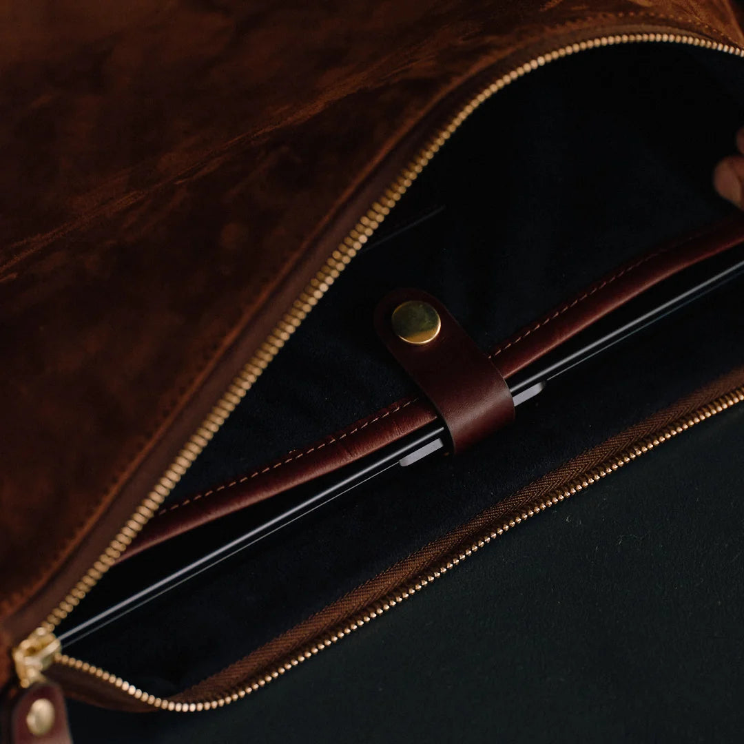 Suede Flight Folio - Tobacco Brown
