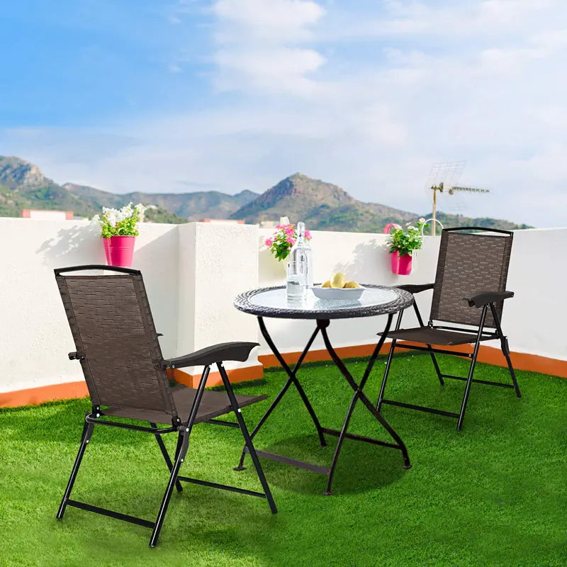 Set of 2 Foldable Sling Chairs for Indoor, Patio, Garden, or Poolside Use
