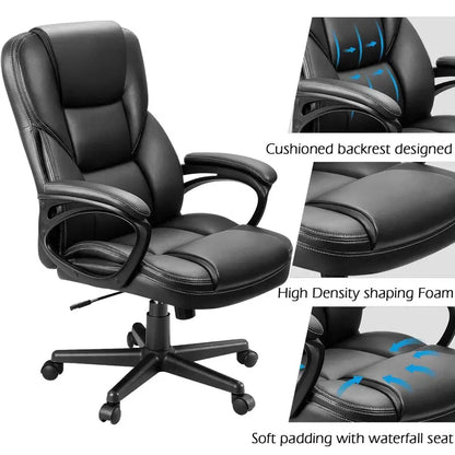 Furmax Ergonomic High Back Office Chair, Adjustable Height, PU Leather, 300 lbs Capacity, Swivel & Casters