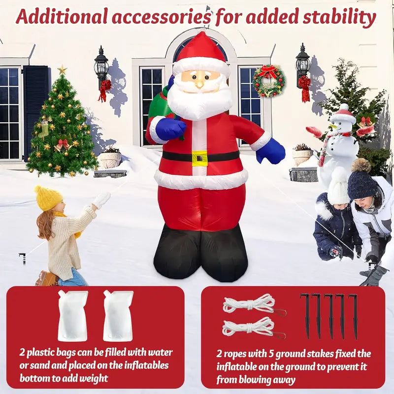 Danxilu 8 FT Christmas Inflatable Santa Train with LED Lights, Outdoor Waterproof Decoration for Yard, Garden, Lawn, Patio